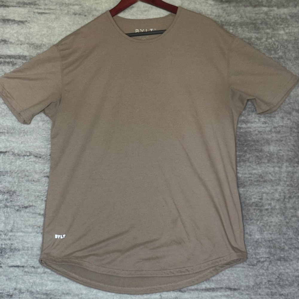 BYLT Premium Basics Drop Cut Shirt Mens XL Fawn Tan Short Sleeve Tee